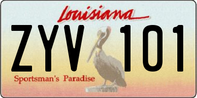 LA license plate ZYV101