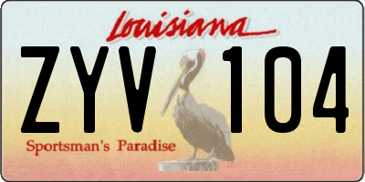 LA license plate ZYV104