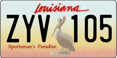 LA license plate ZYV105