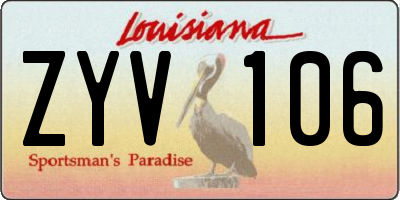 LA license plate ZYV106