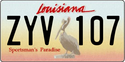 LA license plate ZYV107