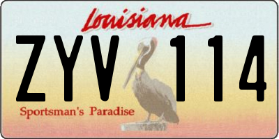 LA license plate ZYV114