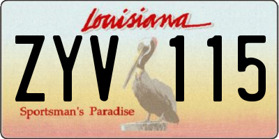 LA license plate ZYV115