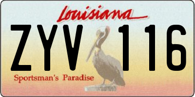 LA license plate ZYV116