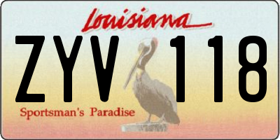 LA license plate ZYV118