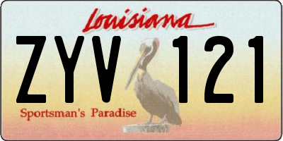 LA license plate ZYV121