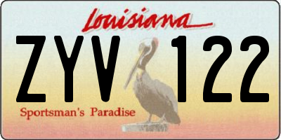 LA license plate ZYV122