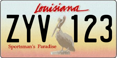 LA license plate ZYV123