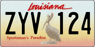 LA license plate ZYV124