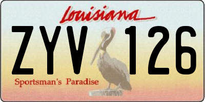 LA license plate ZYV126