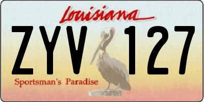 LA license plate ZYV127