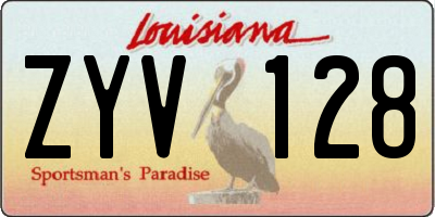 LA license plate ZYV128