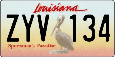 LA license plate ZYV134
