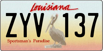 LA license plate ZYV137