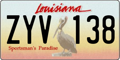 LA license plate ZYV138