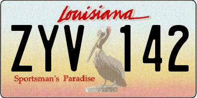 LA license plate ZYV142