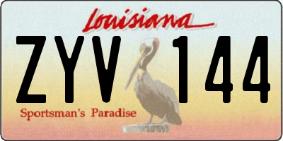 LA license plate ZYV144