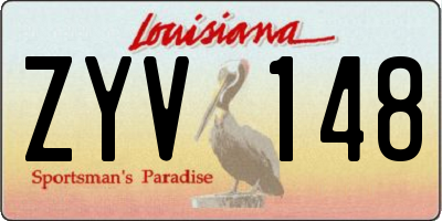 LA license plate ZYV148