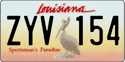 LA license plate ZYV154