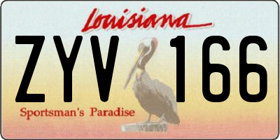 LA license plate ZYV166