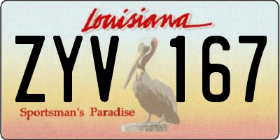 LA license plate ZYV167