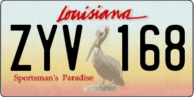 LA license plate ZYV168