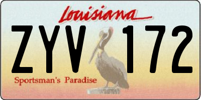 LA license plate ZYV172