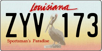 LA license plate ZYV173