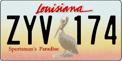 LA license plate ZYV174