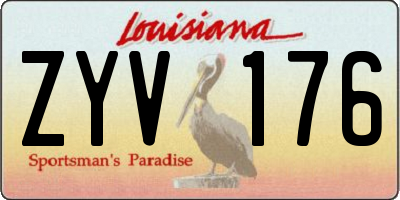 LA license plate ZYV176