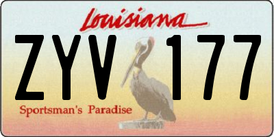 LA license plate ZYV177
