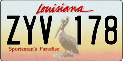 LA license plate ZYV178