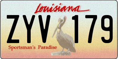 LA license plate ZYV179