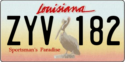 LA license plate ZYV182