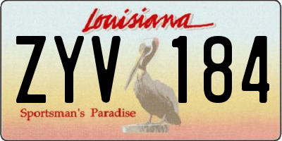 LA license plate ZYV184