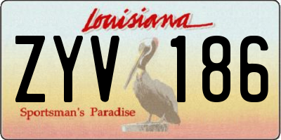 LA license plate ZYV186