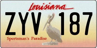 LA license plate ZYV187