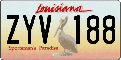 LA license plate ZYV188