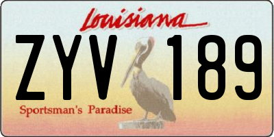 LA license plate ZYV189