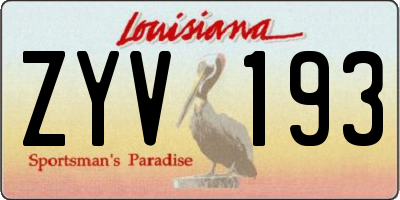 LA license plate ZYV193