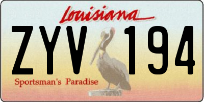 LA license plate ZYV194