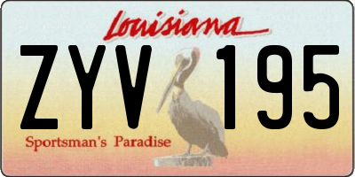 LA license plate ZYV195