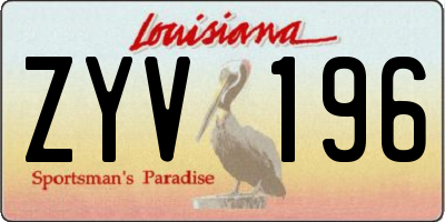 LA license plate ZYV196