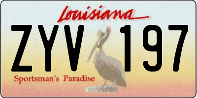 LA license plate ZYV197