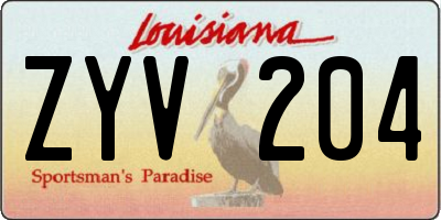 LA license plate ZYV204