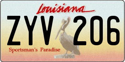 LA license plate ZYV206