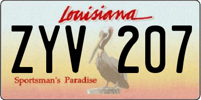 LA license plate ZYV207
