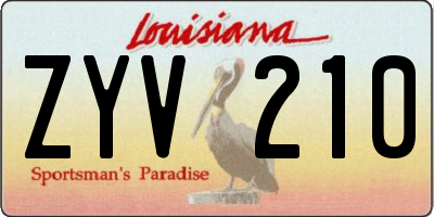 LA license plate ZYV210