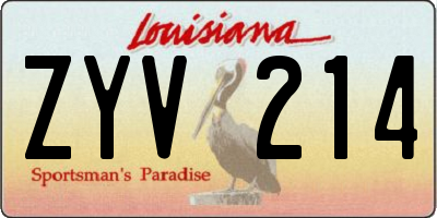 LA license plate ZYV214