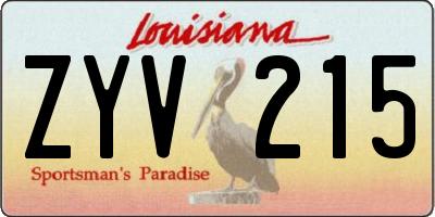 LA license plate ZYV215